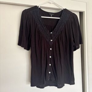 Lucky Brand Black Button-Up Blouse